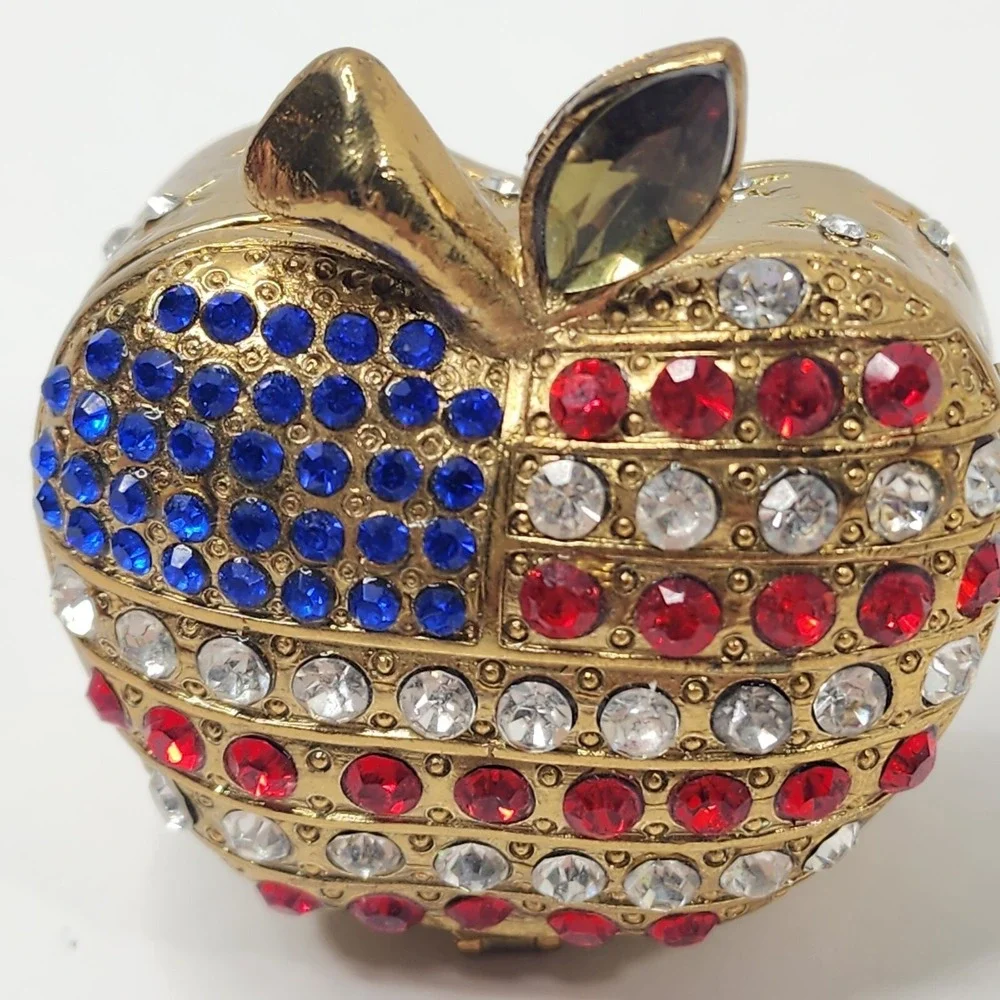 Art Form Objet d' Work of Art APPLE USA Patriotic Teacher Jeweled Trinket Box